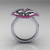 10K White Gold Pink Sapphire Water Lily Leaf Wedding Ring Engagement Ring NN121-10KWGPS-2