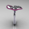 10K White Gold Pink Sapphire Water Lily Leaf Wedding Ring Engagement Ring NN121-10KWGPS-3