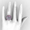 10K White Gold Pink Sapphire Water Lily Leaf Wedding Ring Engagement Ring NN121-10KWGPS-5