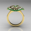 10K Yellow Gold Emerald Water Lily Leaf Wedding Ring Engagement Ring NN121-10KYGEM-2