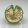 10K Yellow Gold Emerald Water Lily Leaf Wedding Ring Engagement Ring NN121-10KYGEM-4