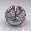 10K White Gold Pink Sapphire Water Lily Leaf Wedding Ring Engagement Ring NN121-10KWGPS-4