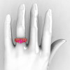 French 14K Rose Gold Three Stone Pink Sapphire Wedding Ring Engagement Ring Bridal Set R182S-14KRGPS-5