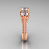 18K Rose Gold Three Stone Diamond Cubic Zirconia Solitaire Ring R200-18KRGDCZ-2