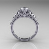 Classic French 14K White Gold 1.0 Carat Cubic Zirconia Diamond Lace Ring R175-14WGDCZ-2