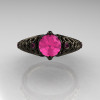 Classic 14K Black Gold 1.0 Carat Pink Sapphire Lace Ring R175-14KBGPS-3