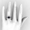 14K White Gold 1.0 Carat Black Diamond Tulip Solitaire Engagement Ring NN119-14KWGBD-5