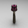 14K Black Gold 1.0 Carat Pink Sapphire Tulip Solitaire Engagement Ring NN119-14KBGPS-3