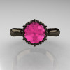 14K Black Gold 1.0 Carat Pink Sapphire Tulip Solitaire Engagement Ring NN119-14KBGPS-4