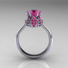 10K White Gold 1.0 Carat Pink Sapphire Tulip Solitaire Engagement Ring NN119-10KWGPS-2