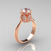 18K Rose Gold Diamond 1.0 Carat Cubic Zirconia Tulip Solitaire Engagement Ring NN119-18KRGDCZ-1