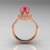 14K Rose Gold Diamond 1.0 Carat Pink Sapphire Tulip Solitaire Engagement Ring NN119-14KRGDPS-2