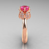 14K Rose Gold Diamond 1.0 Carat Pink Sapphire Tulip Solitaire Engagement Ring NN119-14KRGDPS-3