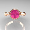 14K Rose Gold Diamond 1.0 Carat Pink Sapphire Tulip Solitaire Engagement Ring NN119-14KRGDPS-4
