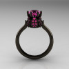 14K Black Gold 1.0 Carat Pink Sapphire Tulip Solitaire Engagement Ring NN119-14KBGPS-2