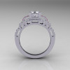 Modern Edwardian 10K White Gold 1.0 Carat White and Pink Sapphire Ring R202-10KWGPWS-2