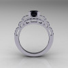 Modern Edwardian 14K White Gold 1.0 Carat Black Diamond Ring R202-14KWGBD-2