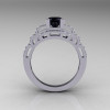 Modern Edwardian 14K White Gold 1.0 Carat Black and White Diamond Ring R202-14KWGDBD-2
