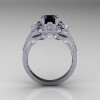 Classic 10K White Gold 1.0 CT Black and White Diamond Solitaire Wedding Ring R203-10KWGDBD-2