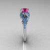 Classic 10K White Gold 1.0 CT Pink Sapphire Blue Topaz Solitaire Wedding Ring R203-10KWGBTPS-3