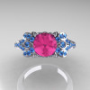 Classic 10K White Gold 1.0 CT Pink Sapphire Blue Topaz Solitaire Wedding Ring R203-10KWGBTPS-4