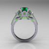 Classic 14K White Gold 1.0 CT Emerald Peridot Blazer Wedding Ring R203-14KWGPEM-2
