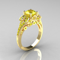 Classic 14K Yellow Gold 1.0 CT Yellow Topaz Solitaire Wedding Ring R203-14KYGYT-1