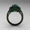 Classic 14K Black Gold 1.0 CT Emerald Blazer Wedding Ring R203-14KBGEM-2