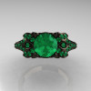 Classic 14K Black Gold 1.0 CT Emerald Blazer Wedding Ring R203-14KBGEM-4