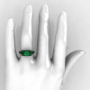 Classic 14K Black Gold 1.0 CT Emerald Blazer Wedding Ring R203-14KBGEM-5