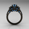Classic 14K Black Gold 1.0 CT Blue Topaz Blazer Wedding Ring R203-14KBGBT-2