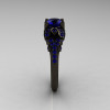 Classic 14K Black Gold 1.0 CT Blue Sapphire Blazer Wedding Ring R203-14KBGBS-3