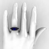 Classic 14K Black Gold 1.0 CT Blue Sapphire Blazer Wedding Ring R203-14KBGBS-5