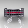 Gentlemens Modern 14K White Gold Ruby Black Diamond Ring MR184-14KWGRBD-2