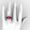 Classic French 14K Black Gold 3.0 Carat Pink Sapphire Emerald Solitaire Wedding Ring R401-14KBGEPS-5