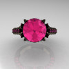Classic French 14K Black Gold 3.0 Carat Pink Sapphire Solitaire Wedding Ring R401-14KBGPS-4