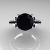 Classic French 10K White Gold 3.0 Carat Black Diamond Solitaire Wedding Ring R401-10KWGBD-4