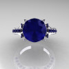 Classic French 10K White Gold 3.0 Carat Blue Sapphire Solitaire Wedding Ring R401-10KWGBS-4