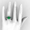 Classic French 10K White Gold 3.0 Carat Emerald Solitaire Wedding Ring R401-10KWGEM-5