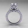 Classic French 950 Platinum Gold 3.0 Carat Simulation and Natural Diamond Solitaire Wedding Ring R401-PLATDSD-2