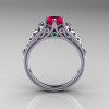 Classic French 10K White Gold 1.0 Carat Ruby Emerald Lace Ring R175-10WGER-2