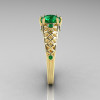 Classic French 14K Yellow Gold 1.0 Carat Emerald Lace Ring R175-14YGEM-3