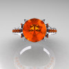 Classic French 10K White Gold 3.0 Carat Orange Sapphire Solitaire Wedding Ring R401-10KWGOS-4