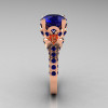 Classic French 14K Rose Gold 3.0 Carat Blue Sapphire Solitaire Wedding Ring R401-14KRGBS-3