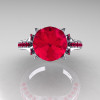Classic French 14K White Gold 3.0 Carat Ruby Solitaire Wedding Ring R401-14KWGR-4
