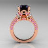 Exclusive 14K Rose Gold 3.0 Carat Black Diamond Light Pink Sapphire Diamond Solitaire Blazer Ring R401-14KRGLPSD-2