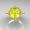 Modern Antique 14K Yellow Gold 3.0 Carat Yellow Topaz Diamond Solitaire Wedding Ring R214-14KYGDYT-4