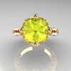 Modern Antique 14K Yellow Gold 3.0 Carat Yellow Pink Sapphire Solitaire Wedding Ring R214-14KYGYPS-4