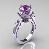 Modern Antique 10K White Gold 3.0 Carat Lilac Amethyst Solitaire Wedding Ring R214-10KWGLA-2