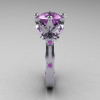 Modern Antique 10K White Gold 3.0 Carat Lilac Amethyst Solitaire Wedding Ring R214-10KWGLA-3